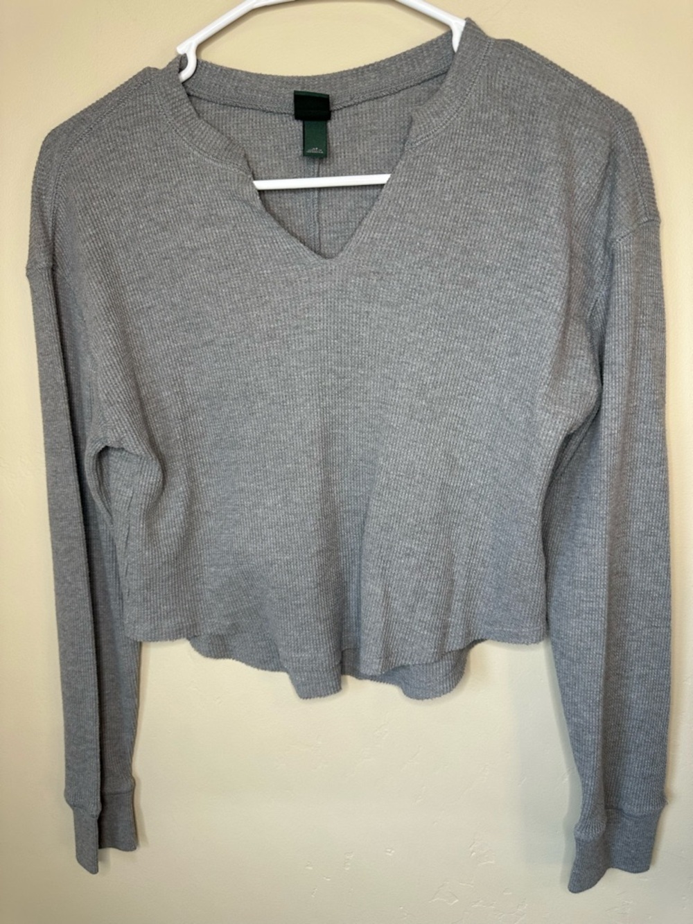 wild fable Heather Gray Waffle Knit V‑Neck Top